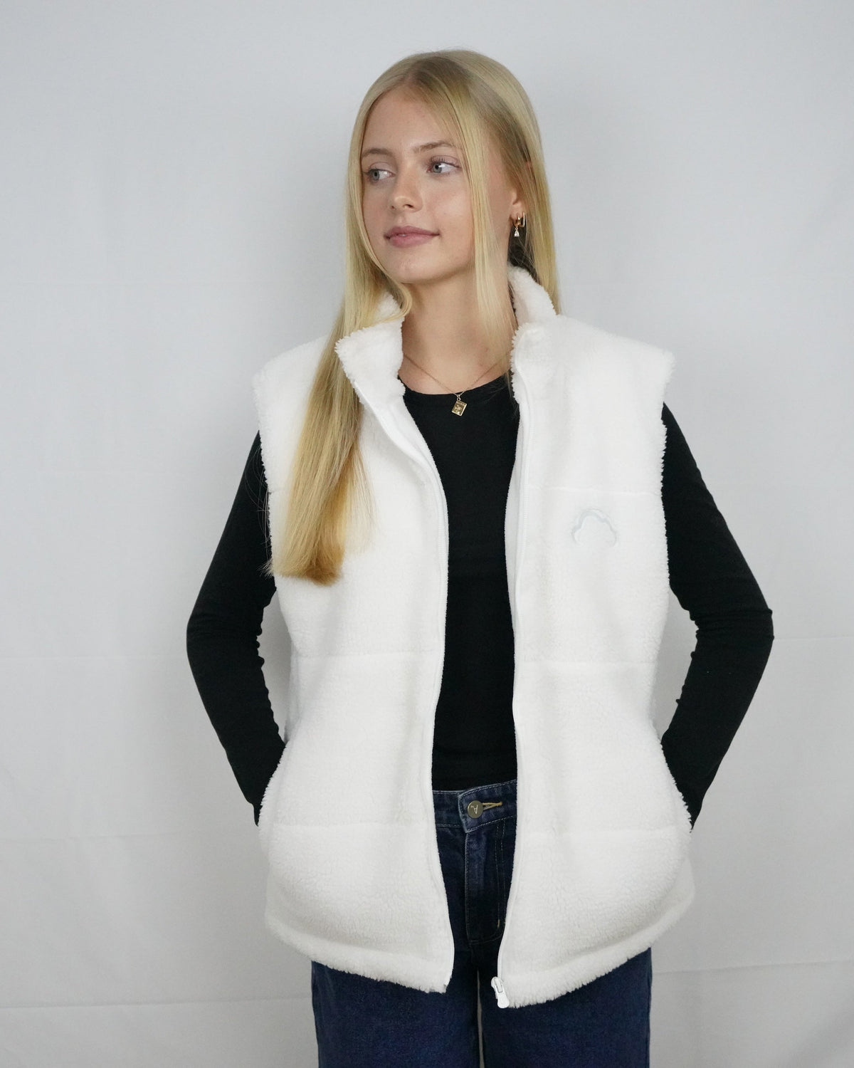 Premium White Sleeveless Puffer Jacket
