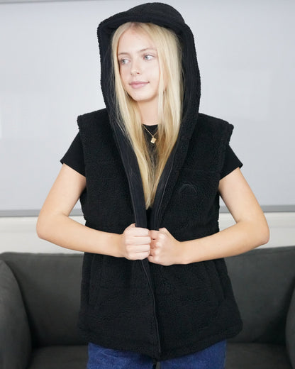 Premium Midnight Black Hooded Puffer Jacket