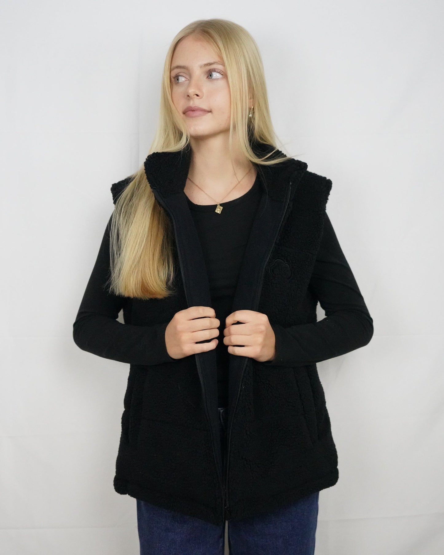 Premium Midnight Black Sleeveless Puffer Jacket