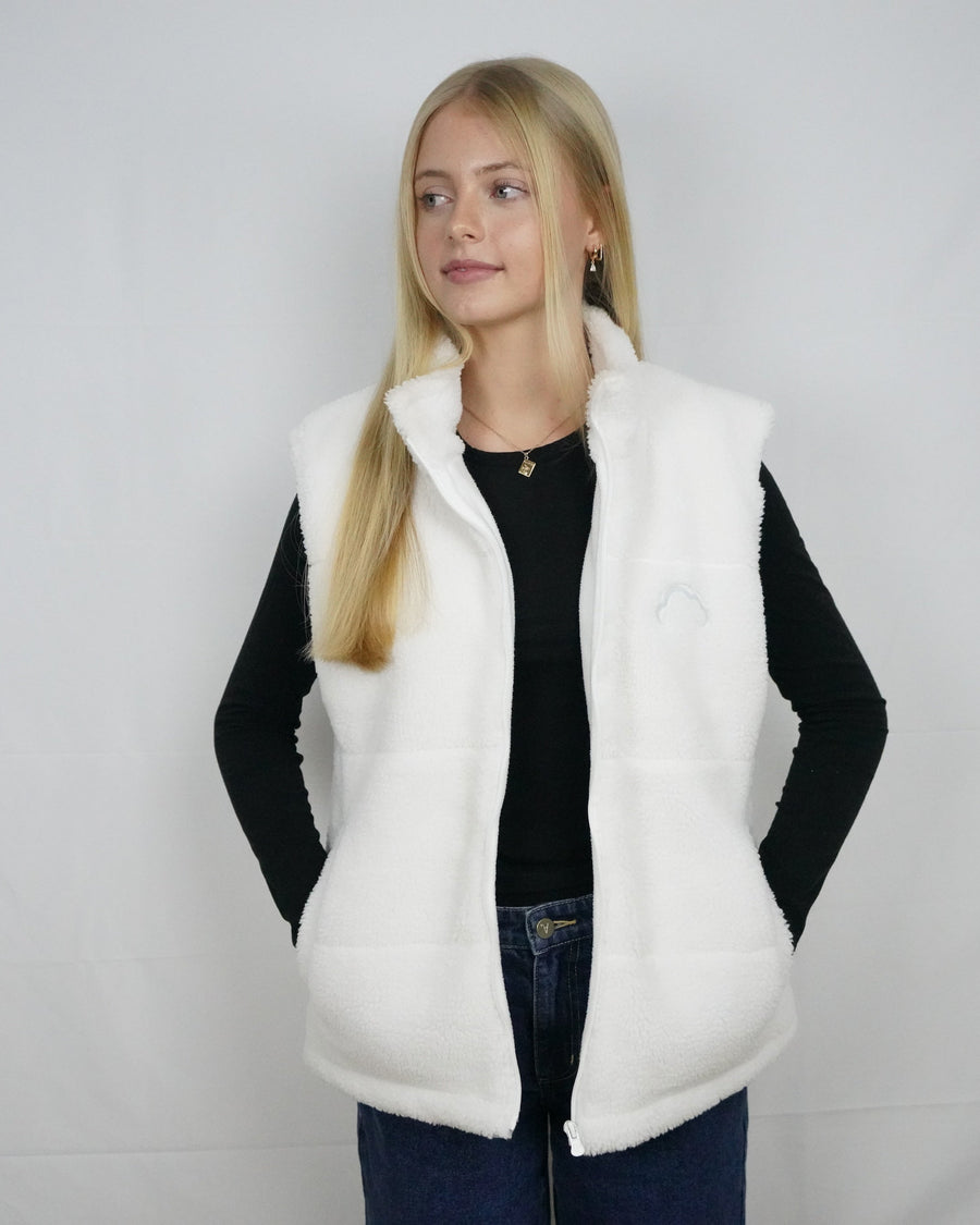 Premium White Sleeveless Puffer Jacket